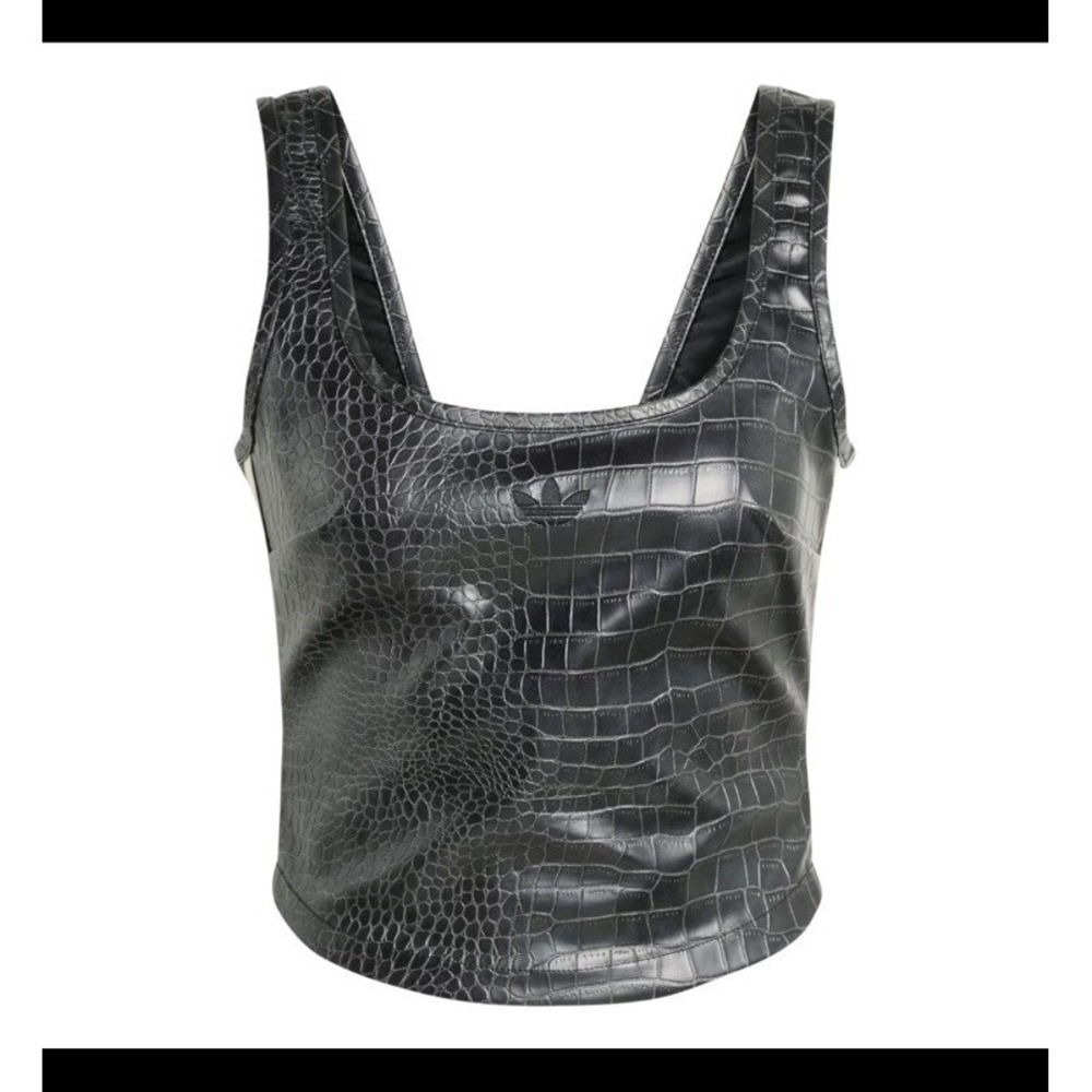 Women's 12 - Adidas Originals Black Alligator Crocodile Embossed Pleather Corset